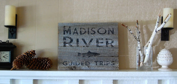 Fly Fishing Salvage Wood Sign