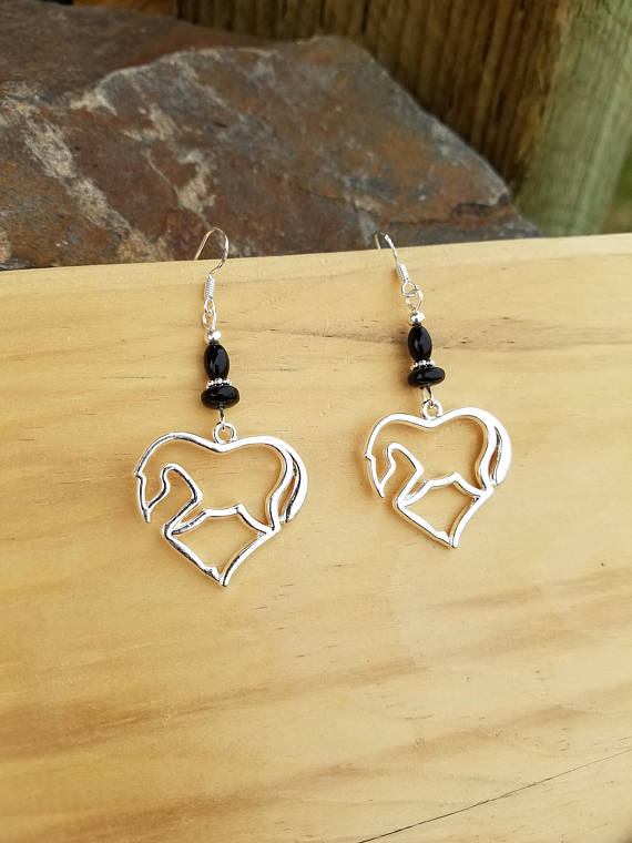 Horse Heart Glass Bead Earrings