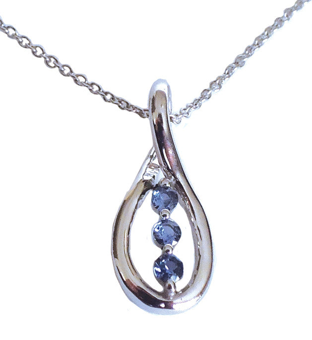 Yogo Sapphire Pendant, Small 3-Stone Teardrop - sold out by Pattra