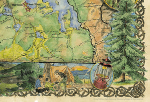 Yellowstone National Park Map Wall Art detail 4