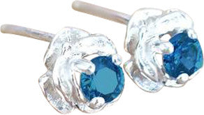 Montana Sapphire Earrings, Sterling Rose Stud