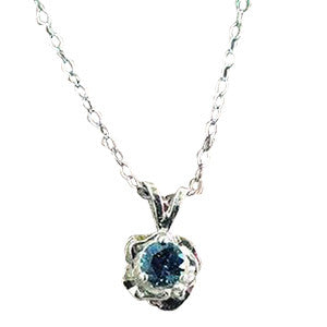 Montana Sapphire Necklace, 3-Prong Sterling Rose