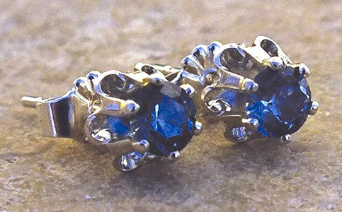 Yogo Sapphire Stud Earrings, 6-Prong Buttercup