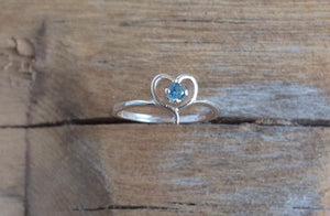 Montana Sapphire Ring, Sterling Open Heart 