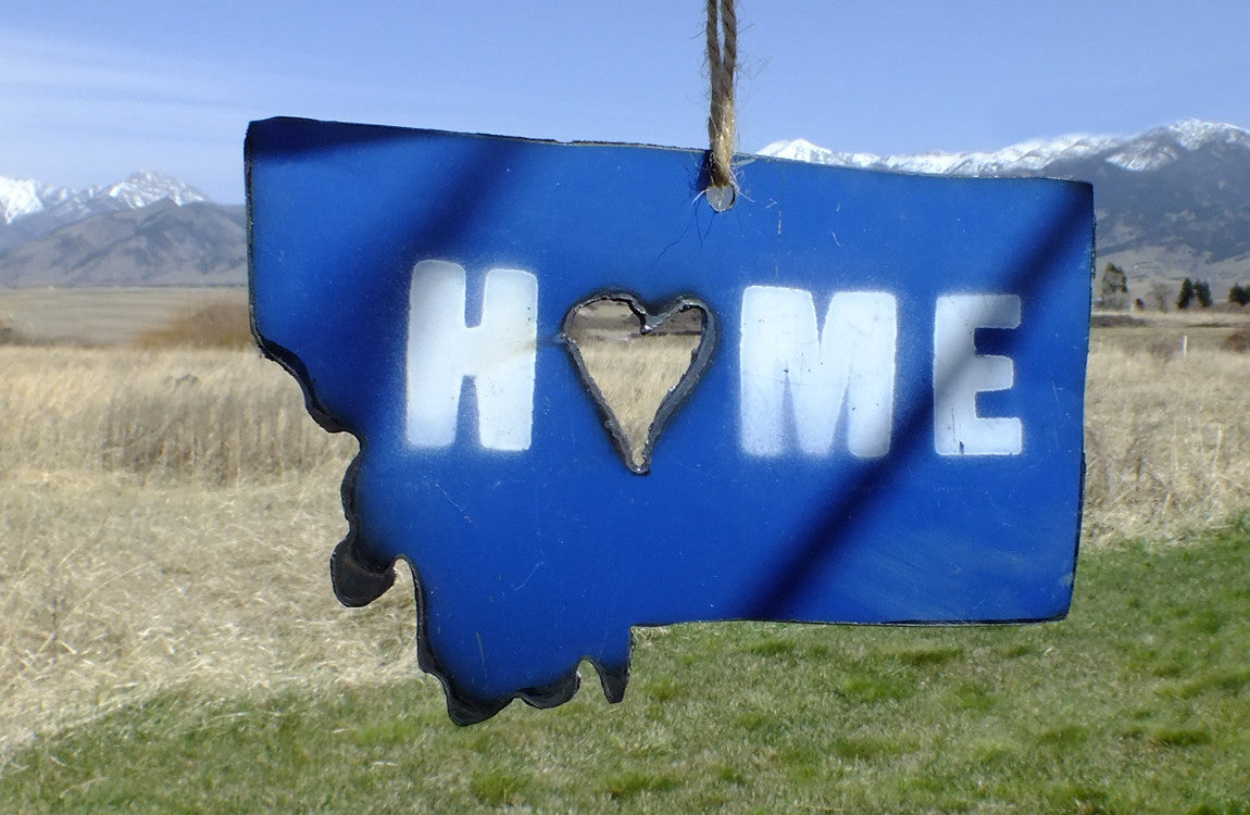 Montana Home Ornament - Blue Metal