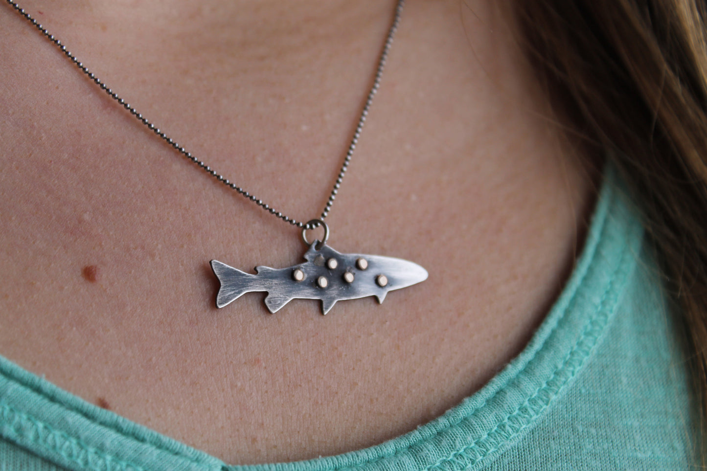 Sterling Spotted Trout Necklace