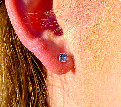 Montana Sapphire Earrings, Tiffany 4-prong Stud (size choices)