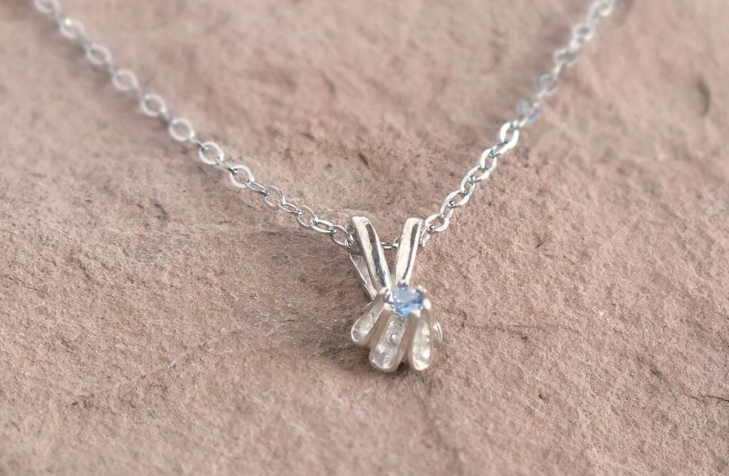 Yogo Sapphire Necklace, Sterling or Gold Buttercup Pendant