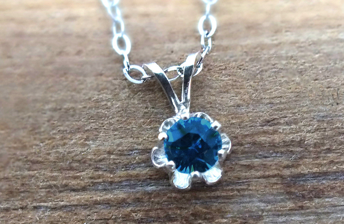 Montana Sapphire Necklace, Sterling or Gold Buttercup Pendant