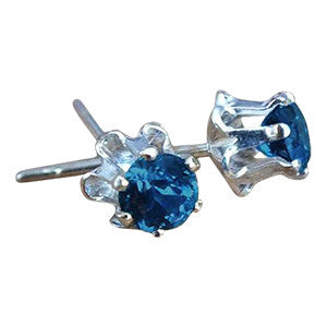 Yogo Sapphire Stud Earrings, 6-Prong Buttercup