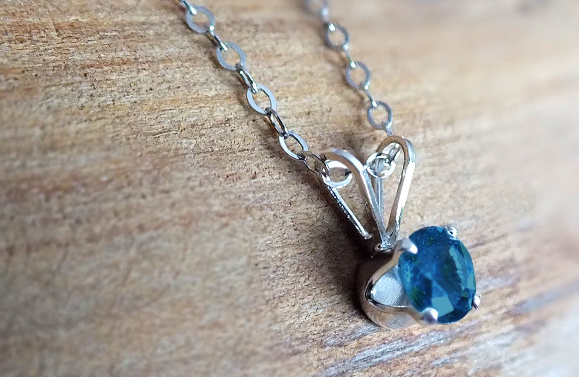 Montana Sapphire Necklace, Tiffany Sterling or Gold Pendant