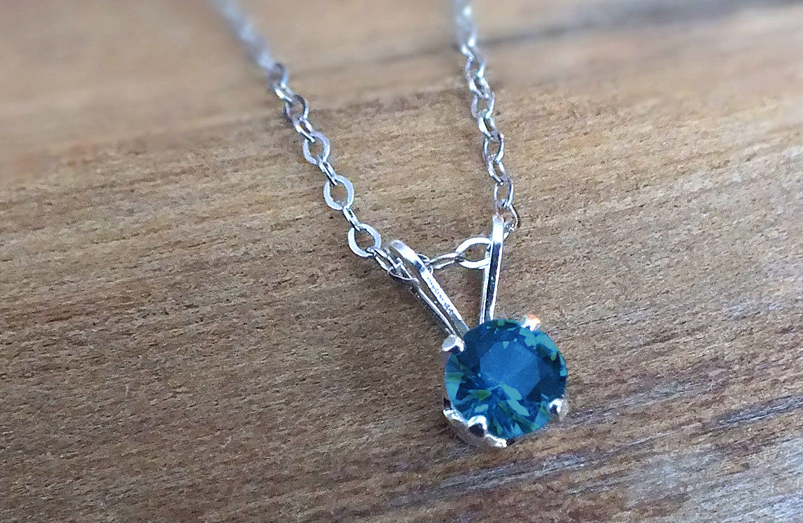 Montana Sapphire Necklace, Tiffany Sterling or Gold Pendant