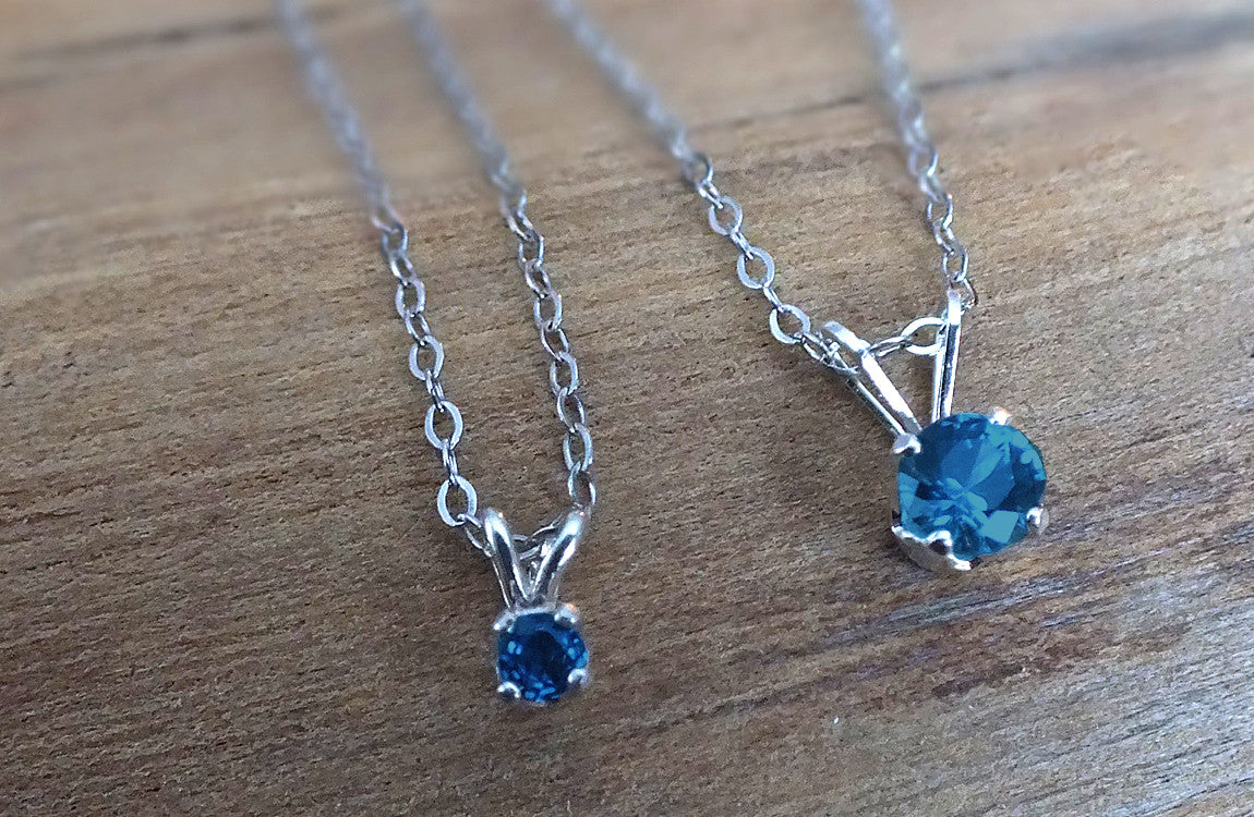 Montana Sapphire Necklace, Tiffany Sterling or Gold Pendant