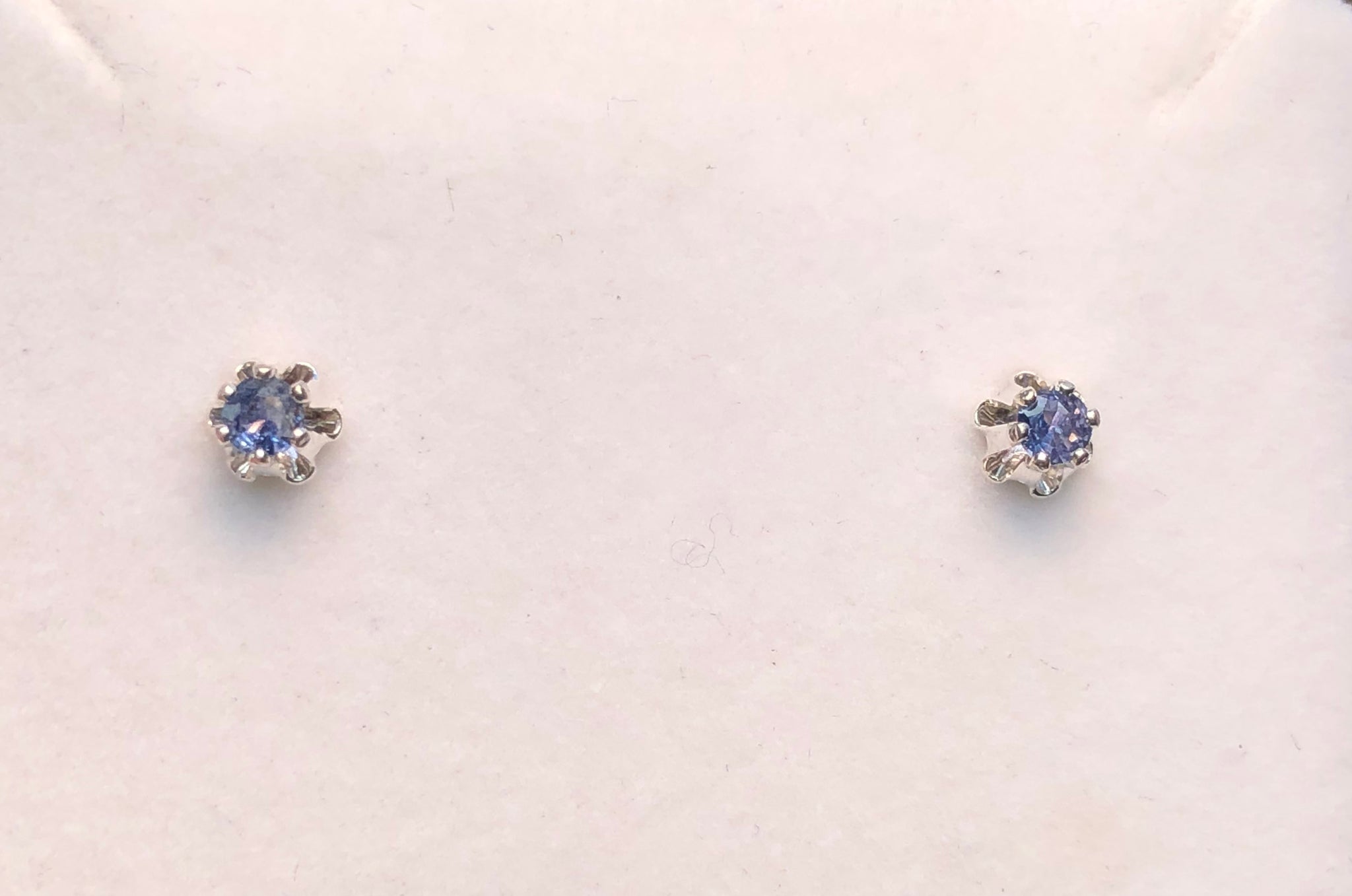 Yogo Sapphire Stud Earrings, 6-Prong Buttercup