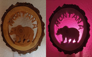 Montana Grizzly Wooden Night Light