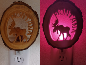 Montana Moose Wooden Night Light