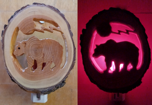 Grizzly Bear Wooden Night Light