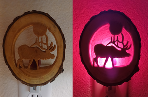 Wild Elk Wooden Night Light