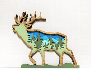 3D Layered Elk Art