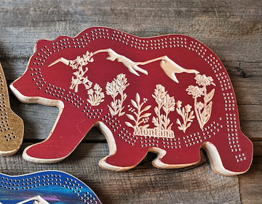 Bear Montana Cribbage Board - made to order