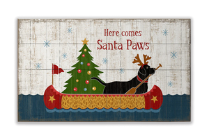 Here Comes Santa Paws Wall Art - Wood