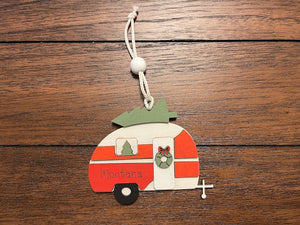 Retro Montana Christmas Camper Ornament