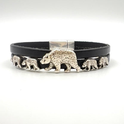 Grizzly 399 & her quad Leather Bracelet
