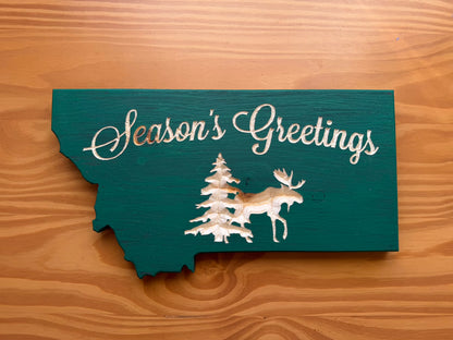 Montana Season's Greetings Moose sign - ready to ship