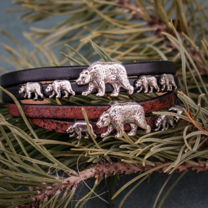 Grizzly 399 & her quad Leather Bracelet - Limited edition