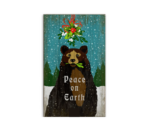 Mistletoe Bear Wall Art - Wood