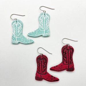 Cowgirl Boot Earrings (Red or Turquoise)
