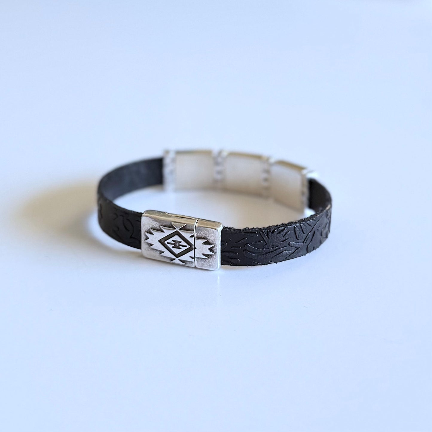 Sqaure Concho Leather Bracelet