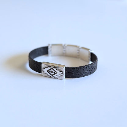Sqaure Concho Leather Bracelet