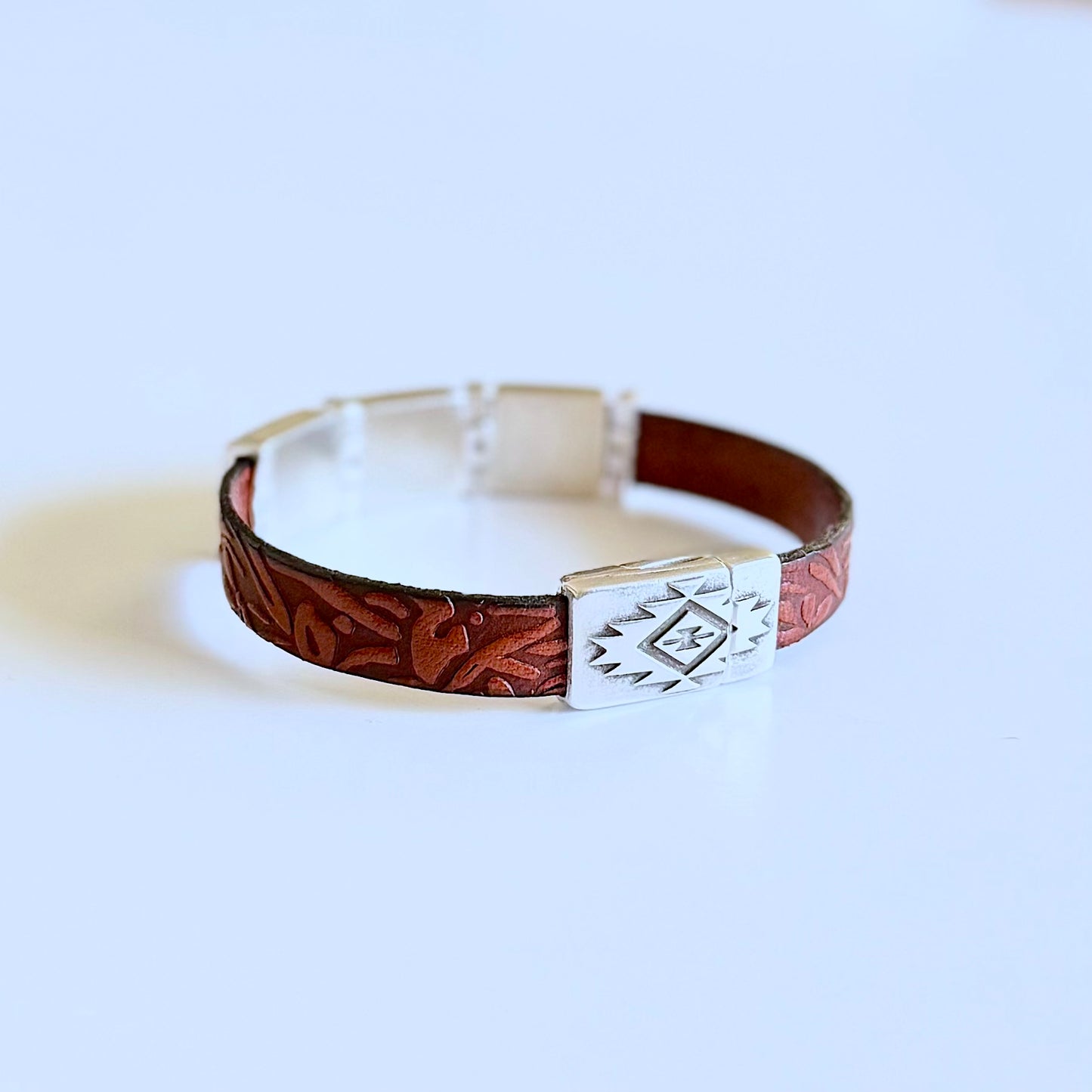 Sqaure Concho Leather Bracelet