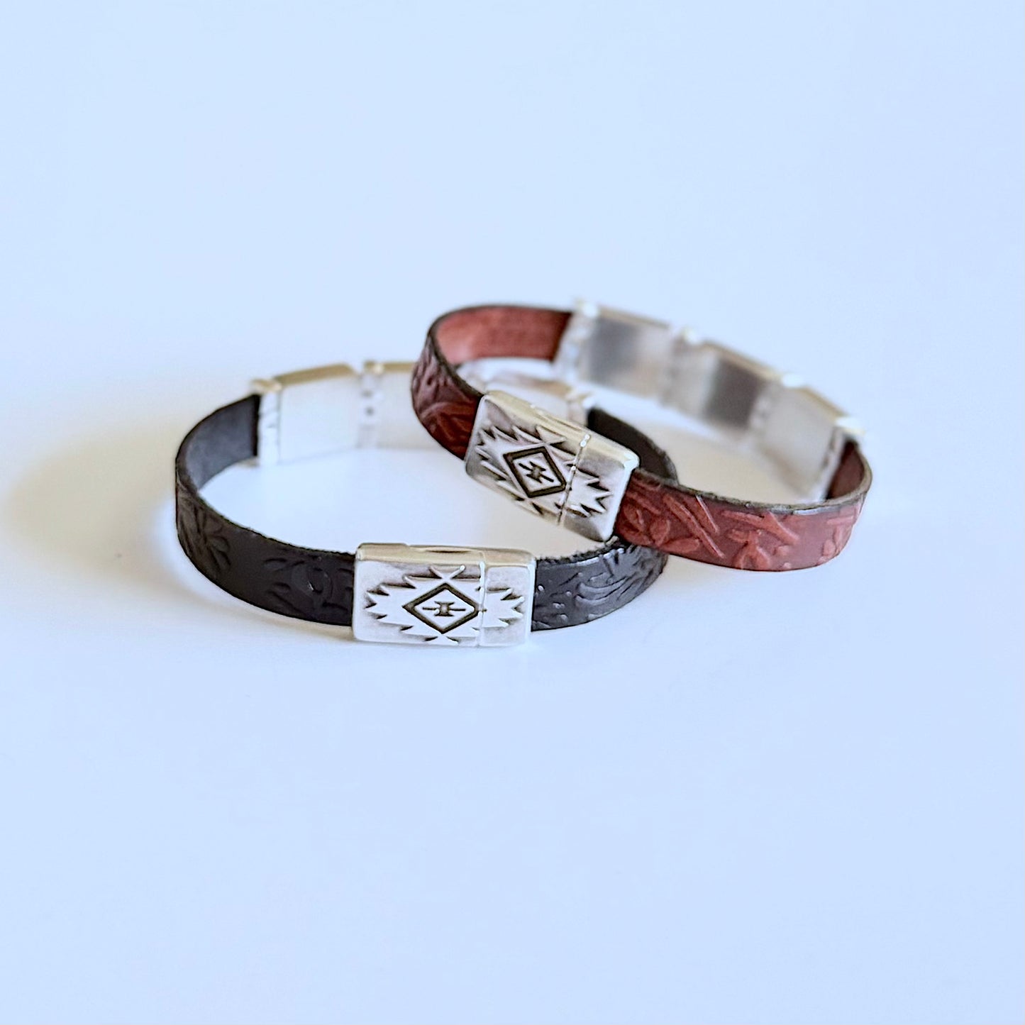 Sqaure Concho Leather Bracelet