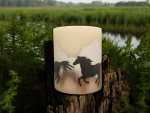 Running Horses Flameless Candle (Large)