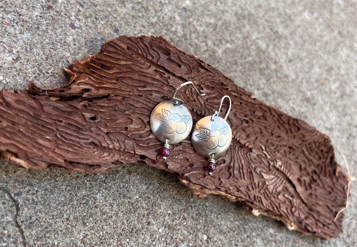 Garnet & Sterling Silver Huckleberry Earrings