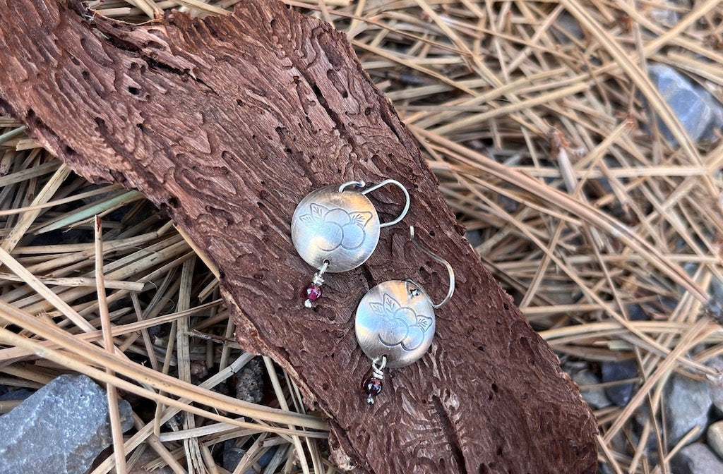 Garnet & Sterling Silver Huckleberry Earrings