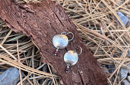 Garnet & Sterling Silver Huckleberry Earrings