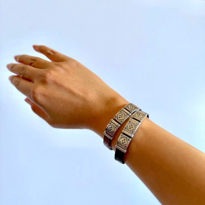 Sqaure Concho Leather Bracelet