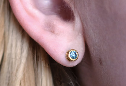 Montana Sapphire Earrings, gold stud earrings, silver stud earrings