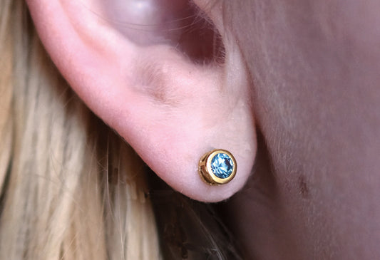 Montana Sapphire Earrings, gold stud earrings, silver stud earrings