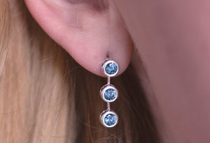 Montana Sapphire Earrings, Three-Stone Sterling, Trio Stone Sterling