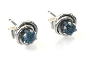 Montana Sapphire Earrings, Knot Stud Sterling