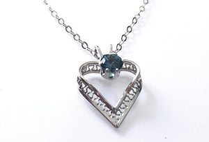 Montana Sapphire Necklace, Heart Pendant