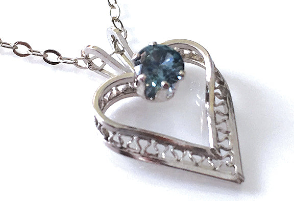 Montana Sapphire Necklace, Heart Pendant