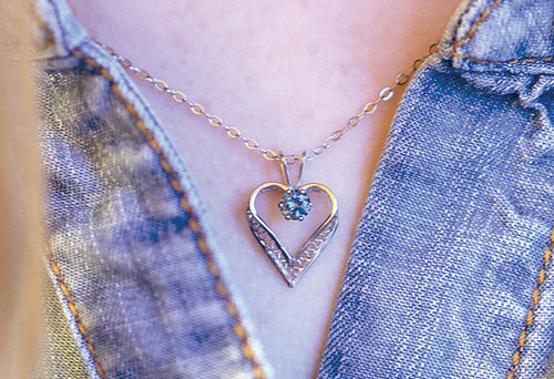 Montana Sapphire Necklace, Heart Pendant