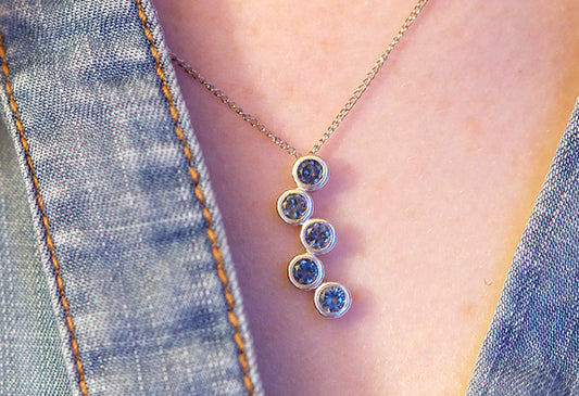 Montana Sapphire Necklace, Bubble pendant, Montana Sapphire Pendant