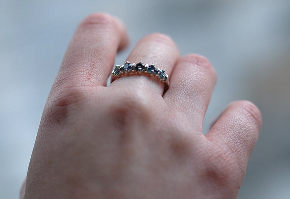 Montana Sapphire Ring, Five Stud 