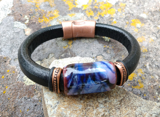 Mountain Lupine Leather Bracelet 